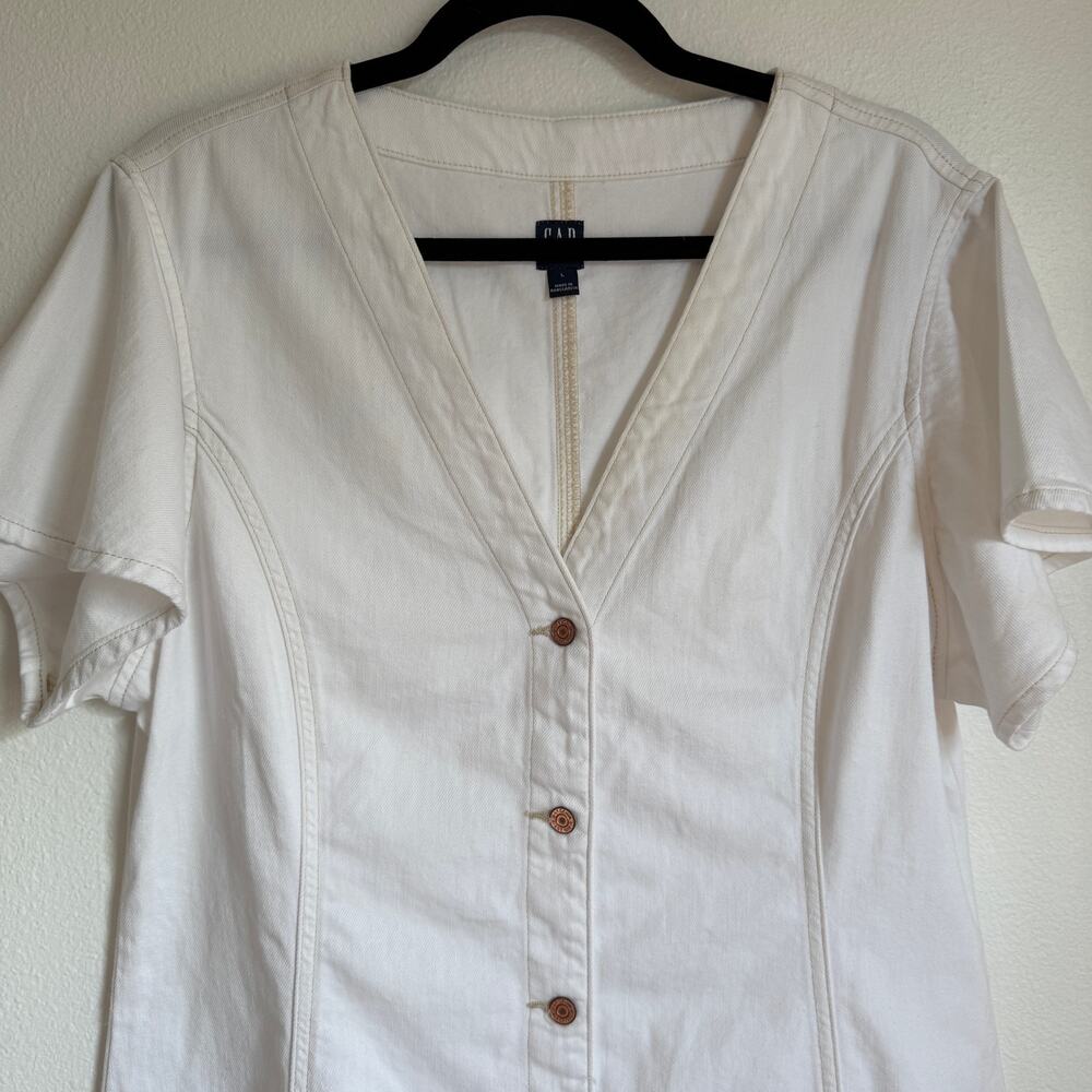 Gap Flutter Sleeve Button Down Mini Denim Dress I… - image 6